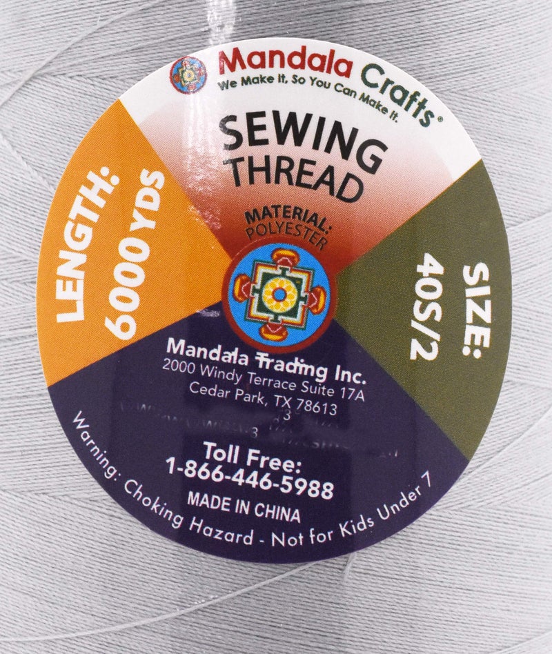 Mandala Crafts 4 Pack of Serger Threads Cones Spools - 40S/2 24000 Yards Polyester Gray Threads for Sergers Machine and Overlock Quilting Sewing Machine - Image 3